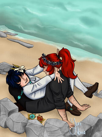 2 full body, full render, hand drawn background